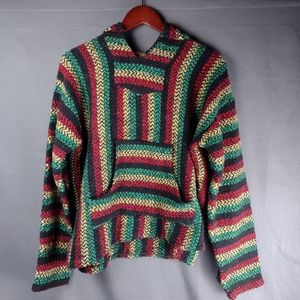 Baja Joe Rasta Striped Woven Hoodie made in Mexico